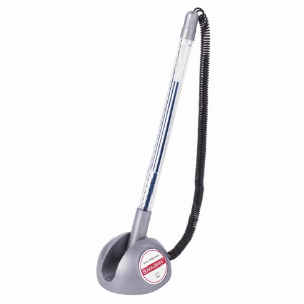 

Ручка шариковая настольная BRAUBERG Counter Pen, синяя, пружинка, корпус серебристый 24 шт