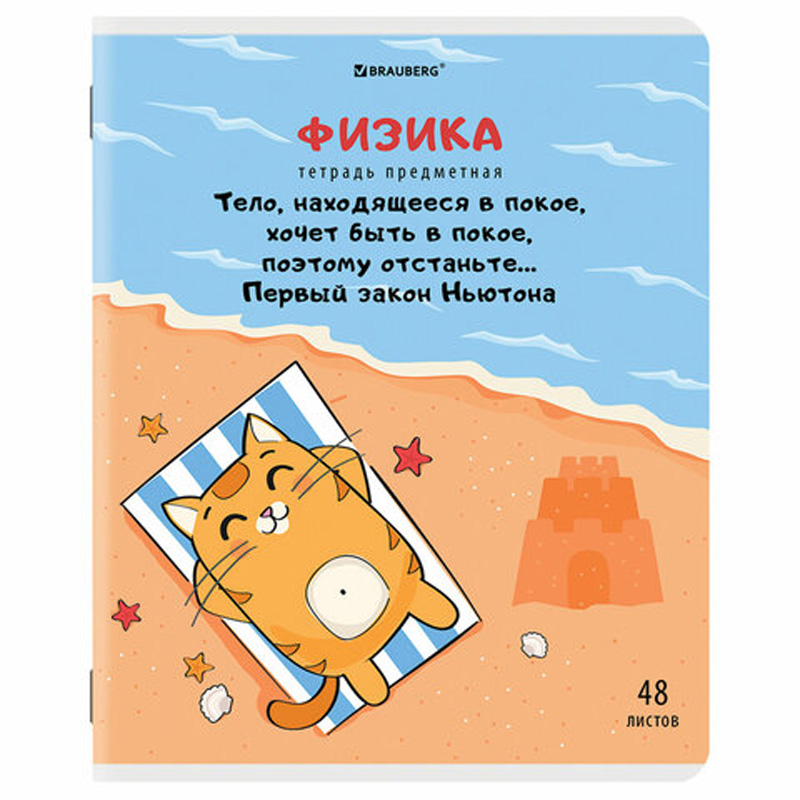 

Тетрадь предметная BRAUBERG КОТ-ЭНТУЗИАСТ 48 л., TWIN-лак, ФИЗИКА, клетка, подсказ 20шт
