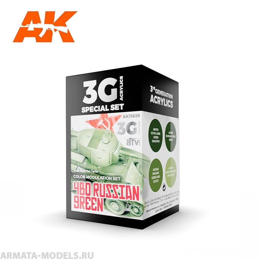

AK11639 Набор красок 4BO RUSSIAN GREEN MOD 3G