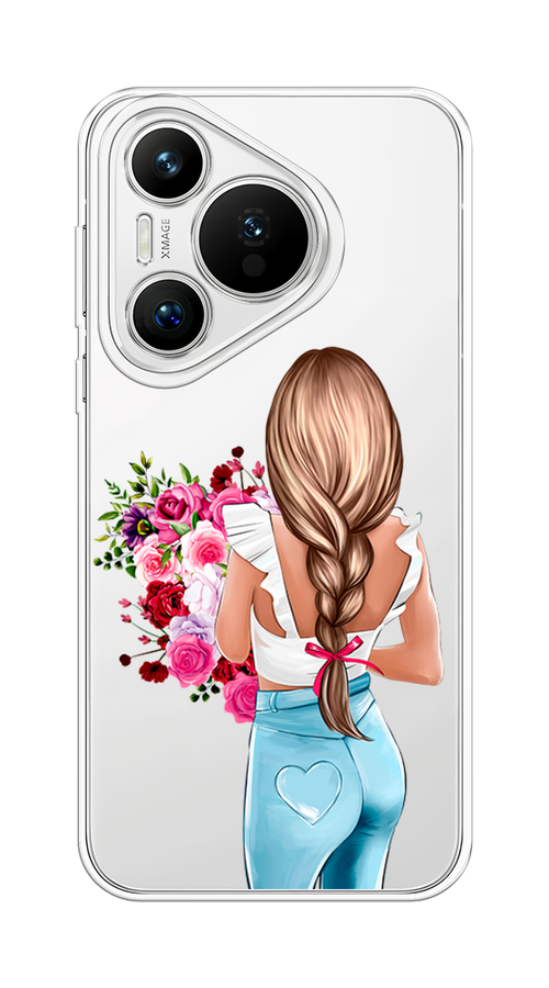 

Чехол на Huawei Pura 70 "Девушка с цветами", Коричневый;розовый;бирюзовый, 6124050-1