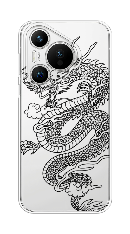 

Чехол на Huawei Pura 70 "Большой китайский дракон", Черный;серый, 6124050-1