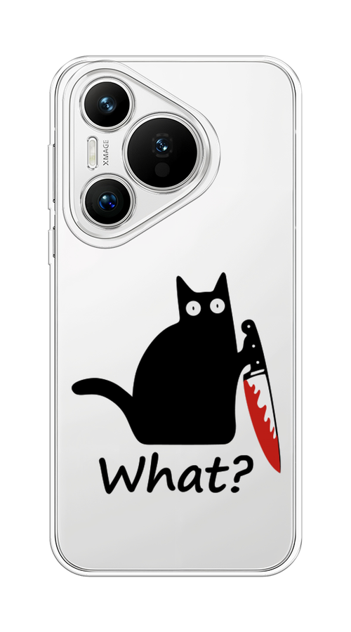 

Чехол на Huawei Pura 70 "Котик с ножом", Черный;красный, 6124050-1