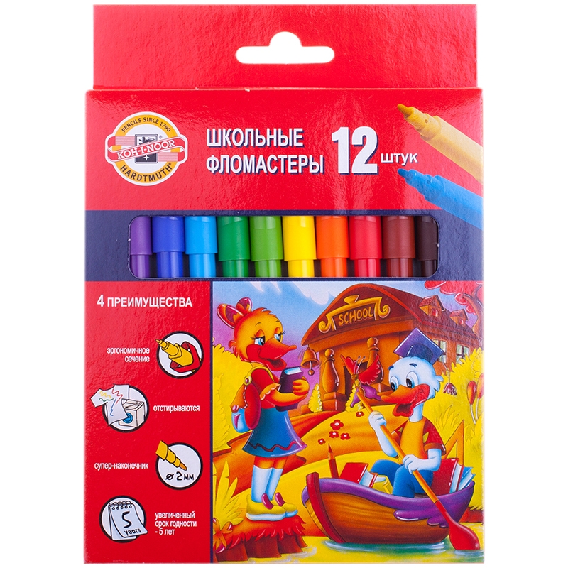 

Фломастеры "Утята" 12цв, трехгран, картон уп, европодвес, 771002AB07KS
