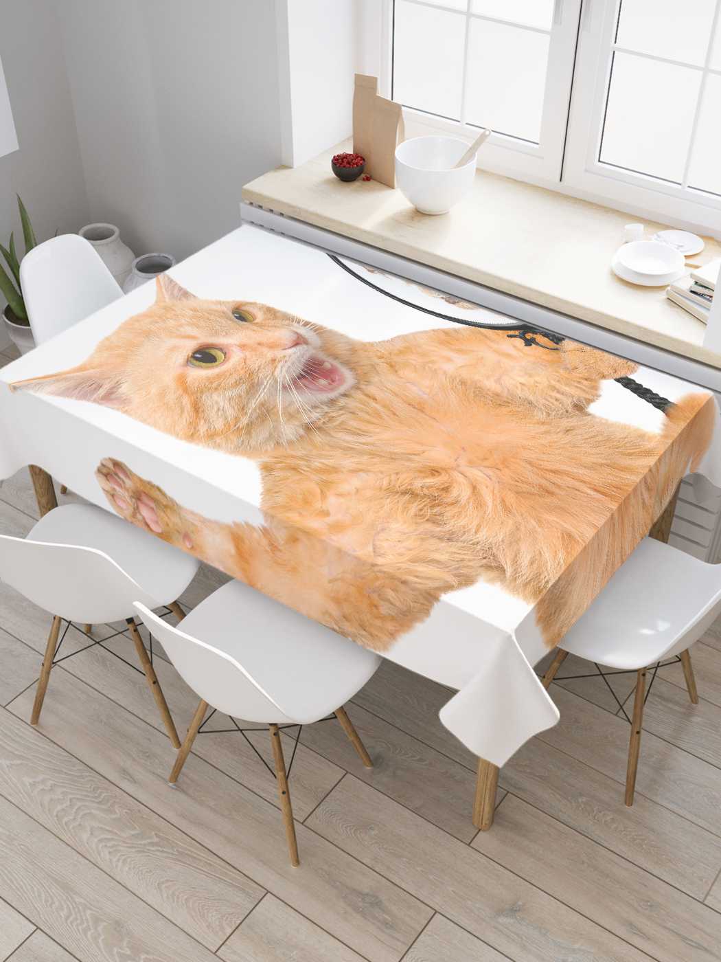 

Скатерть прямоугольная JoyArty "Кот видит льва" из сатена, 120x145 см, Коричневый, Кот видит льва