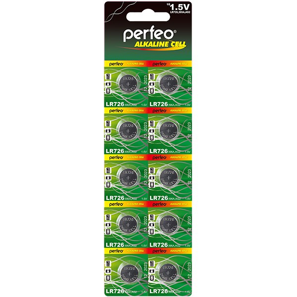 

Батарейки Perfeo LR726/10шт Alkaline Cell 396A AG2