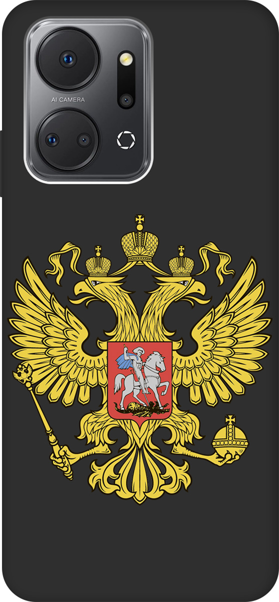 

Матовый Soft Touch Чехаол на Honor X7a "Patriot" черный, Черный;желтый;красный, 159390