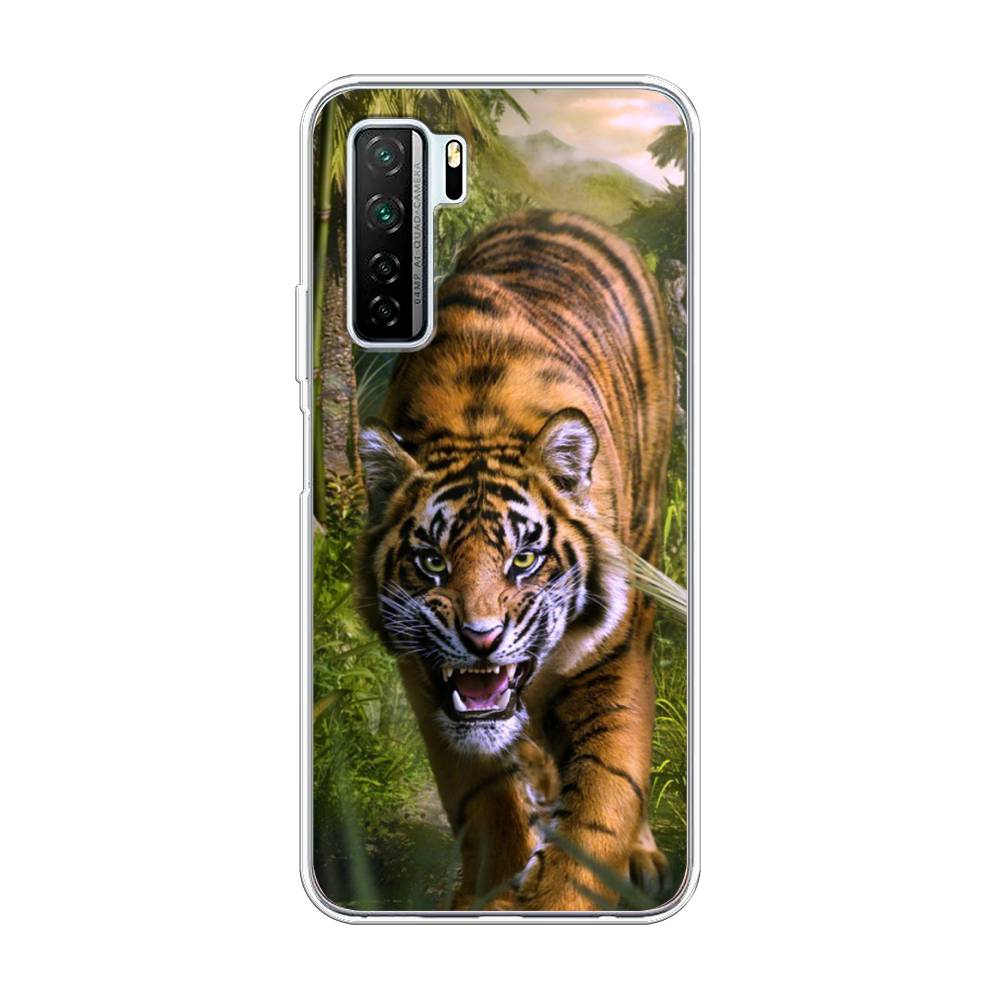 

Чехол на Huawei Nova 7 SE/P40 Lite 5G/Honor 30S Global "Тигр в джунглях 2", Оранжевый;зеленый, 6102950-1