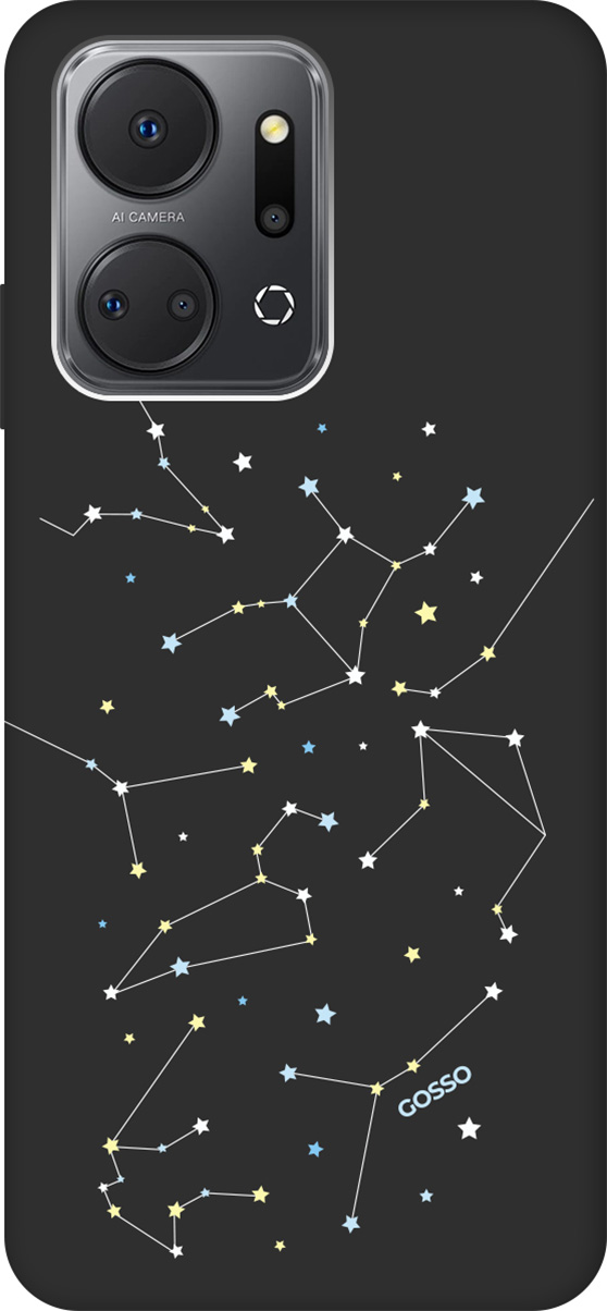 

Матовый Soft Touch Чехаол на Honor X7a "Constellations" черный, Черный;белый;голубой, 159390