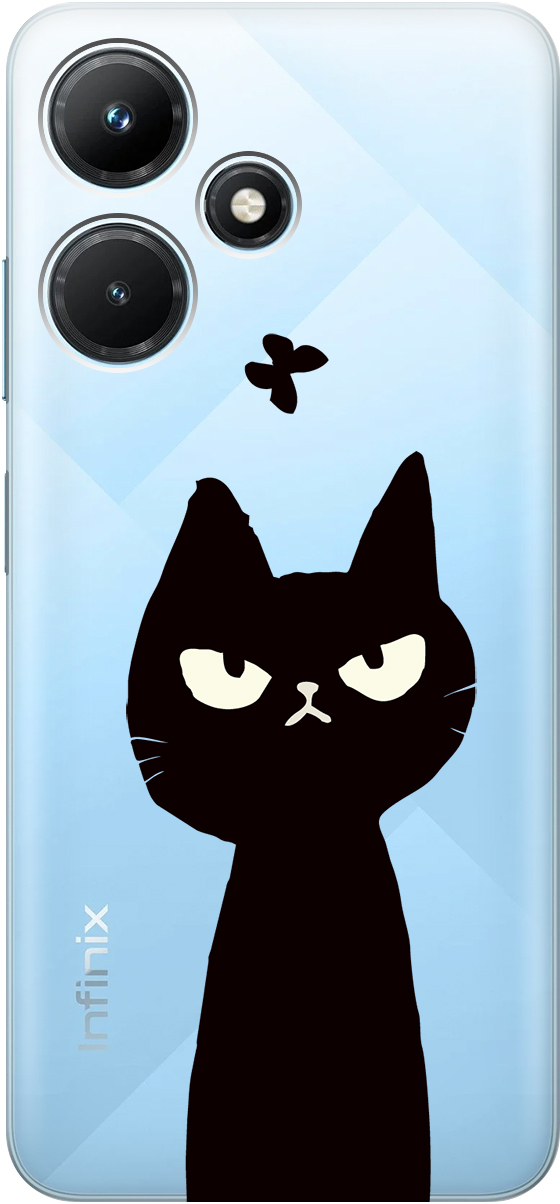 

Чехаол на Infinix Hot 30i "Disgruntled Cat" прозрачный, Прозрачный;черный, 159411