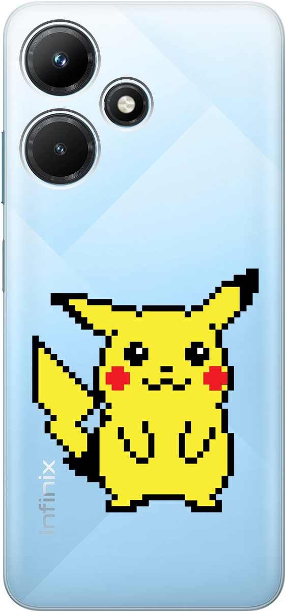 

Чехаол на Infinix Hot 30i "Pixel Pikachu" прозрачный, Прозрачный;желтый;красный, 159411
