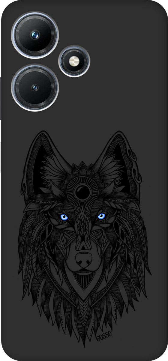 

Матовый Soft Touch Чехол на Infinix Hot 30i "Grand Wolf" черный, Черный;голубой, 159412