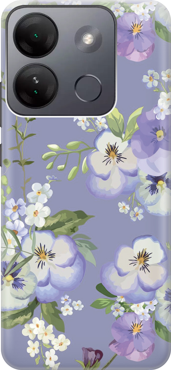 

Чехаол на Infinix Smart 7 HD "Цветочки на синем фоне", Белый;синий, 159428