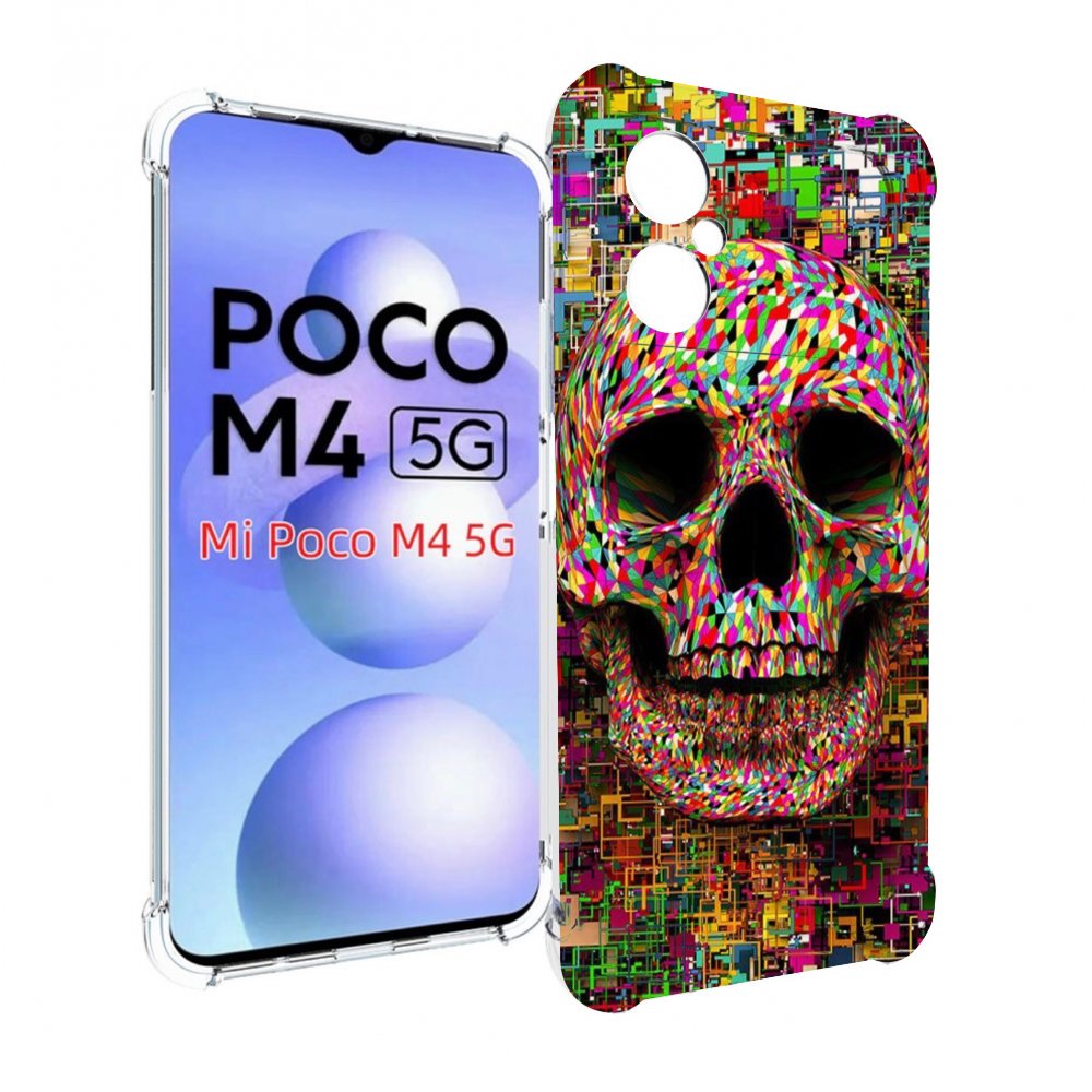 

Чехол MyPads череп красочные цвета для Xiaomi Poco M4 5G, Прозрачный, Tocco