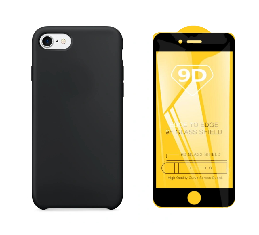 фото Чехол с защитным стеклом qvatra для iphone 7 черный