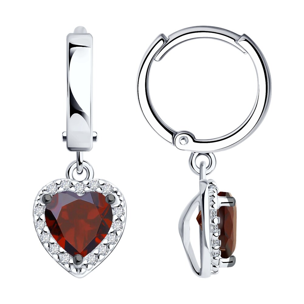 

Серьги подвески из серебра SOKOLOV 92022932, фианит/гранат, 92022932