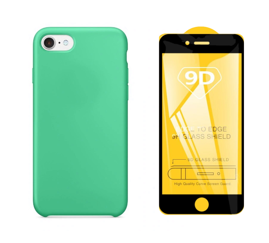 фото Чехол с защитным стеклом qvatra для iphone 7 зеленый