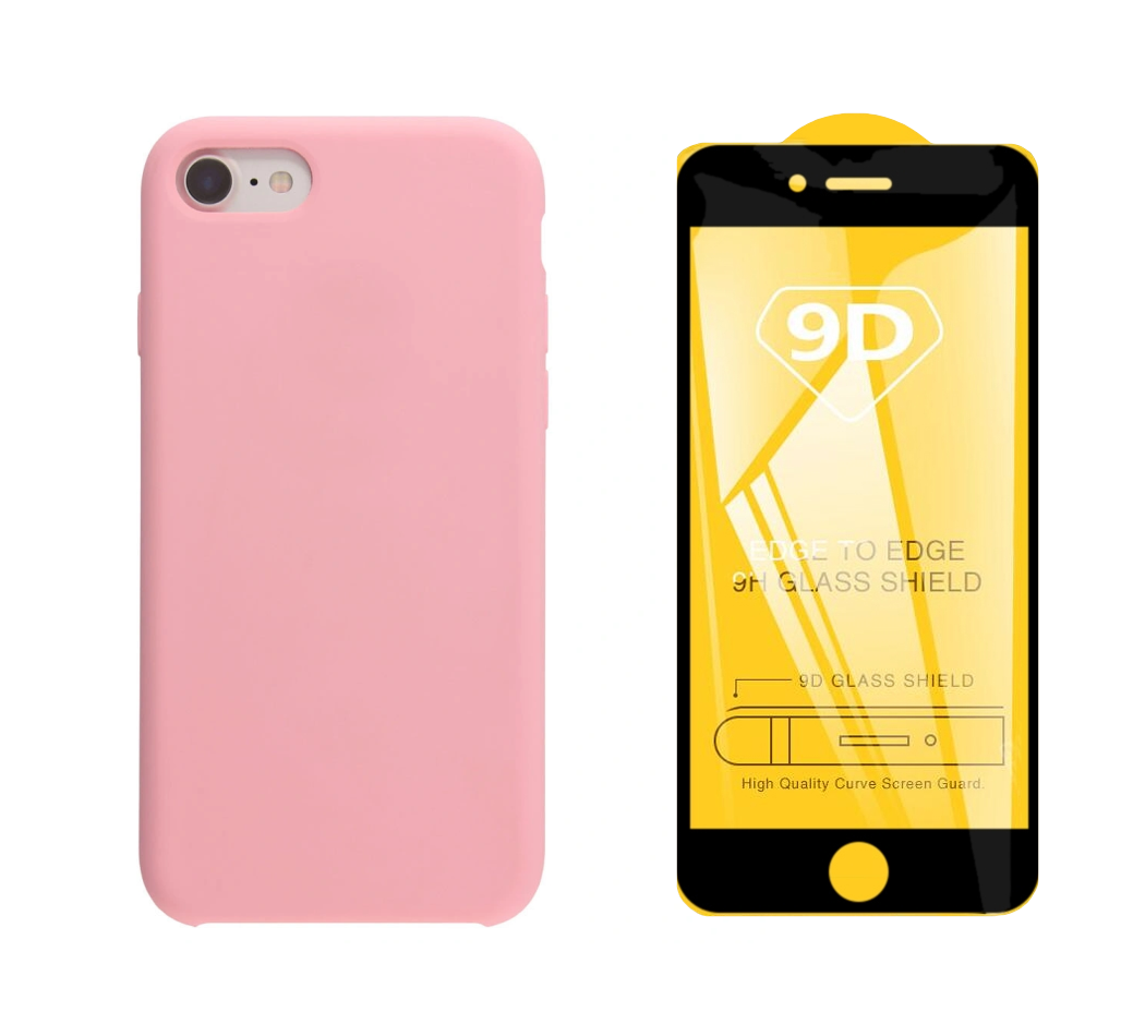 фото Чехол с защитным стеклом qvatra для iphone 7 розовый