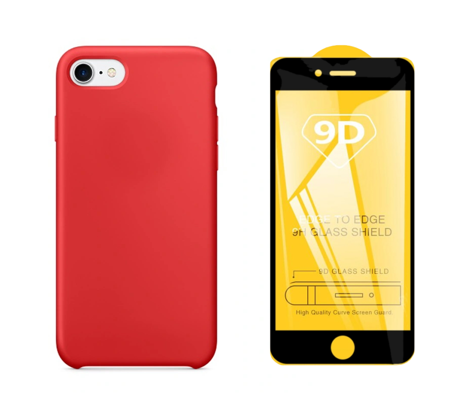 фото Чехол с защитным стеклом qvatra для iphone 7 красный