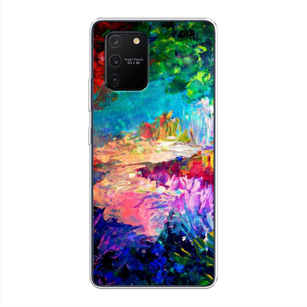 

Чехол на Samsung Galaxy A91 "Лес-гуашь", Синий;розовый;зеленый, 29950-4