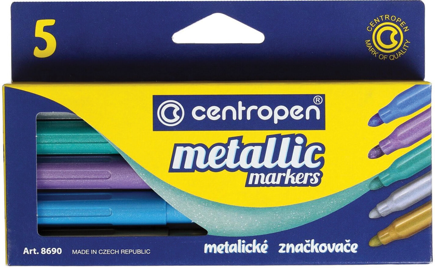 фото Набор маркеров centropen metallic markers 686900501, металлик, 5 цв разноный greenwich line