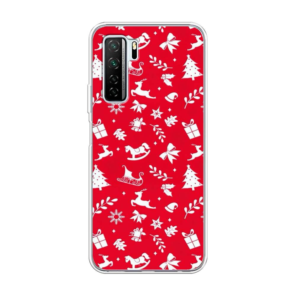 

Чехол на Huawei Nova 7 SE/P40 Lite 5G/Honor 30S Global "Красный новогодний фон", Красный;белый, 6102950-5