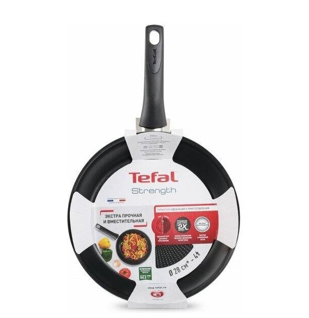 

Сковорода Tefal Strength 04231128 28 см антипригарное покрытие алюминий, Черный, Strength