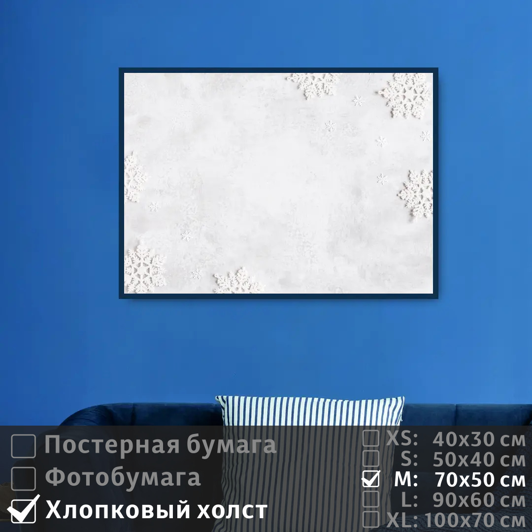 

Постер на холсте ПолиЦентр Текстура снежинки в белом цвете 70х50 см, ТекстураСнежинкиВБеломЦвете