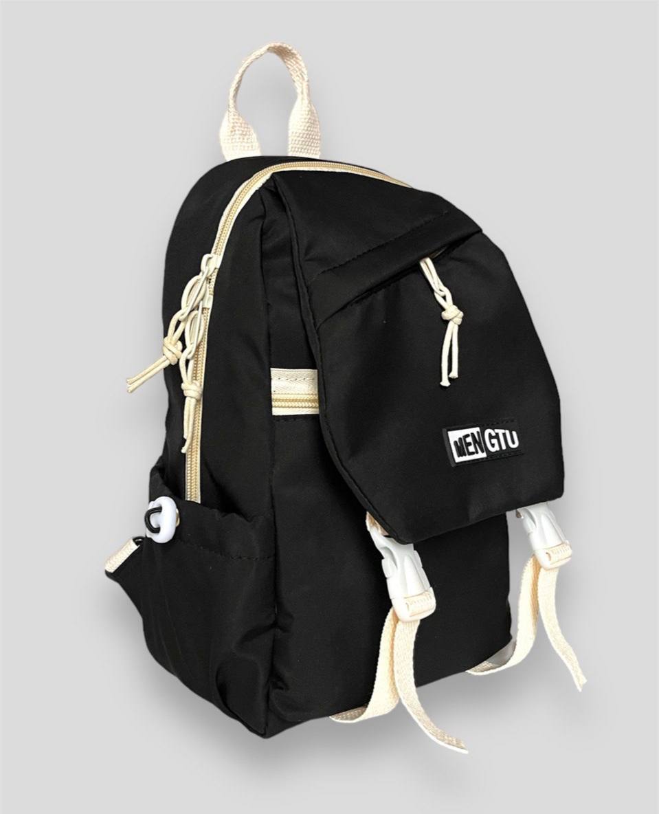 Сумка-рюкзак женская 9215-txt черная/белая, 30х19х12 см