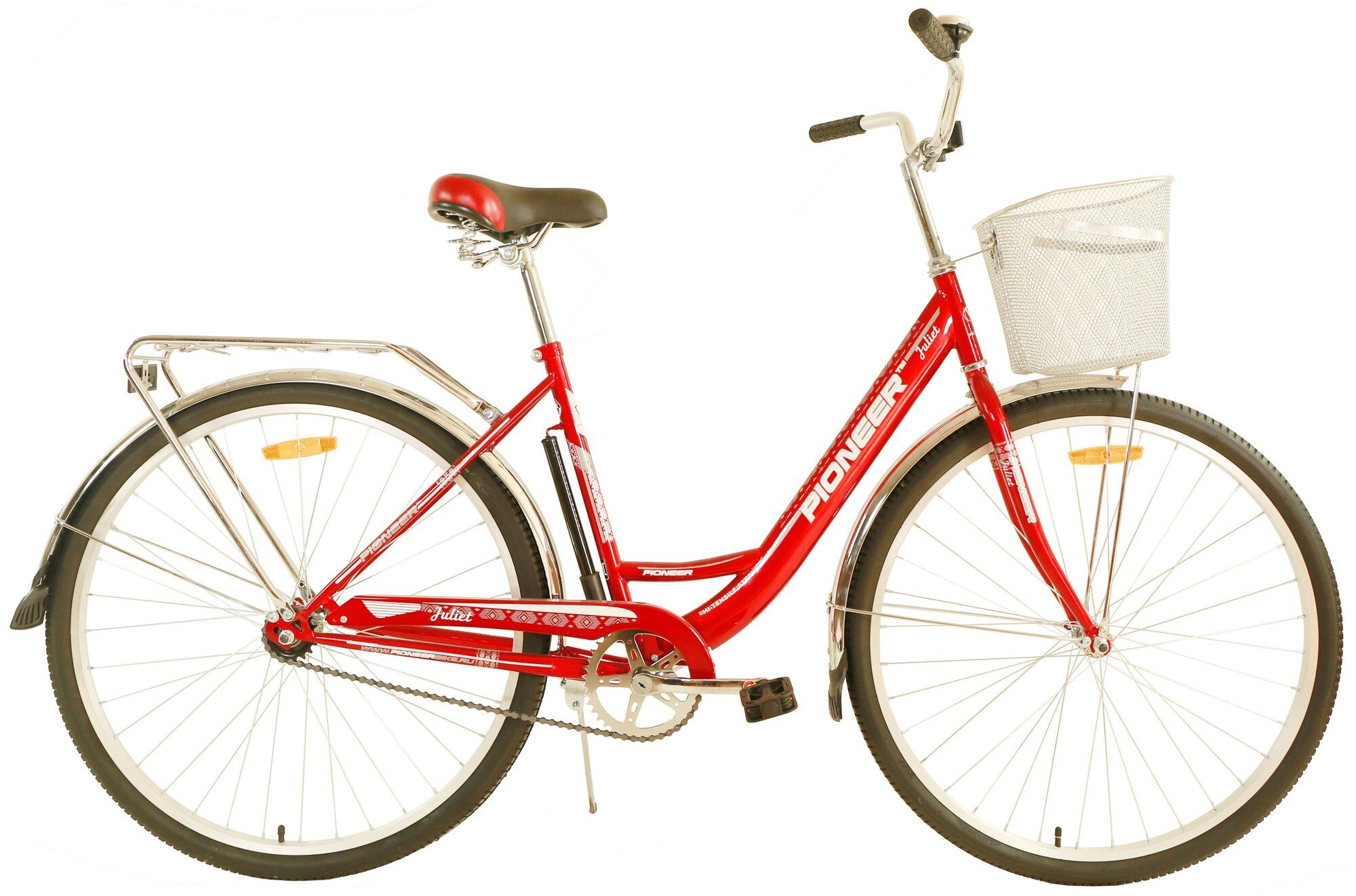 Велосипед Pioneer Patriot 2818 redblackwhite открытая рама + корзина