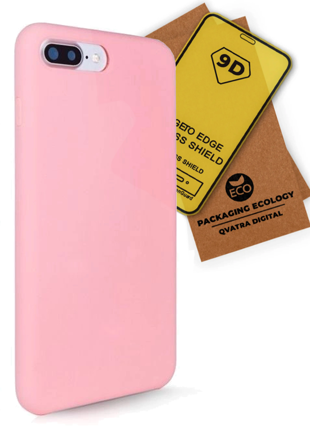 фото Чехол с защитным стеклом qvatra для iphone 7 plus розовый