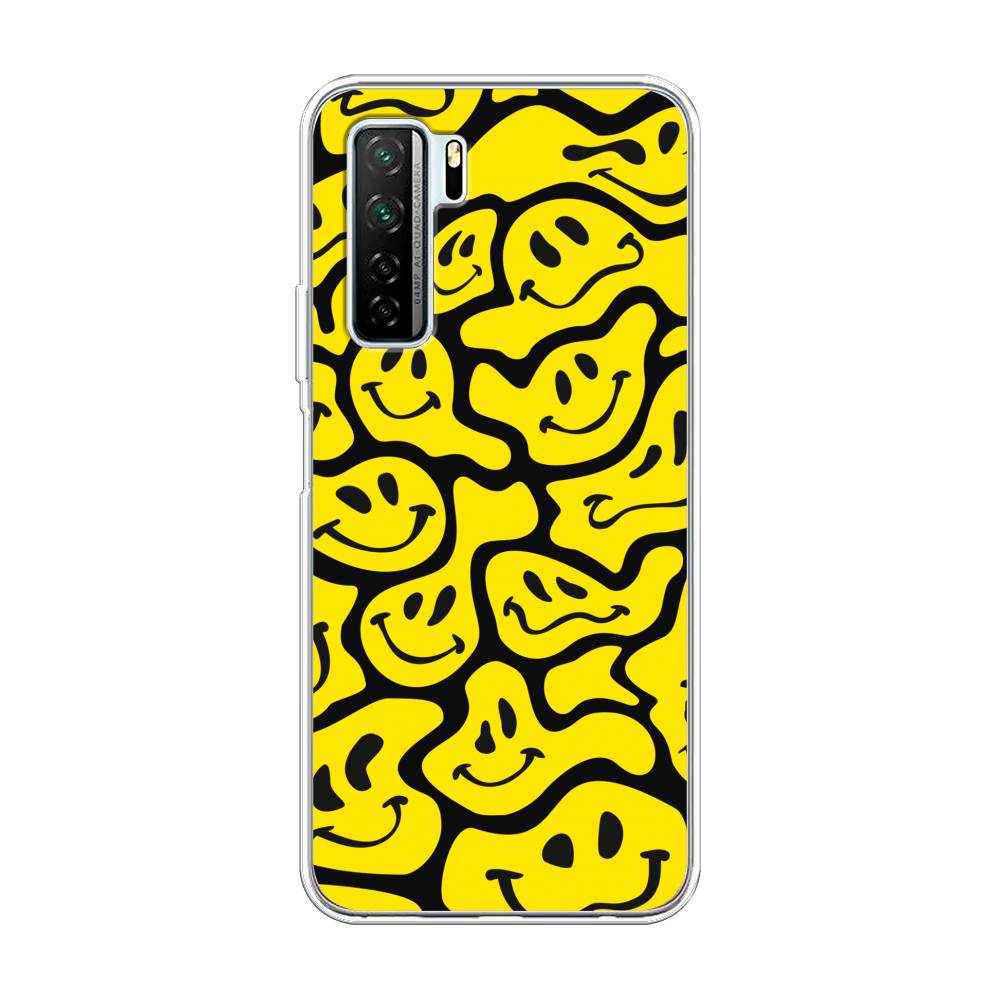 

Чехол на Huawei P40 Lite 5G/Nova 7 SE/Honor 30S Global "Расплывчатые смайлики желтые", Черный;желтый, 6103050-6