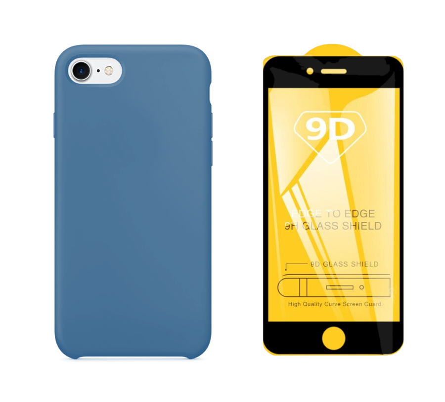 фото Чехол с защитным стеклом qvatra для iphone 8 синий