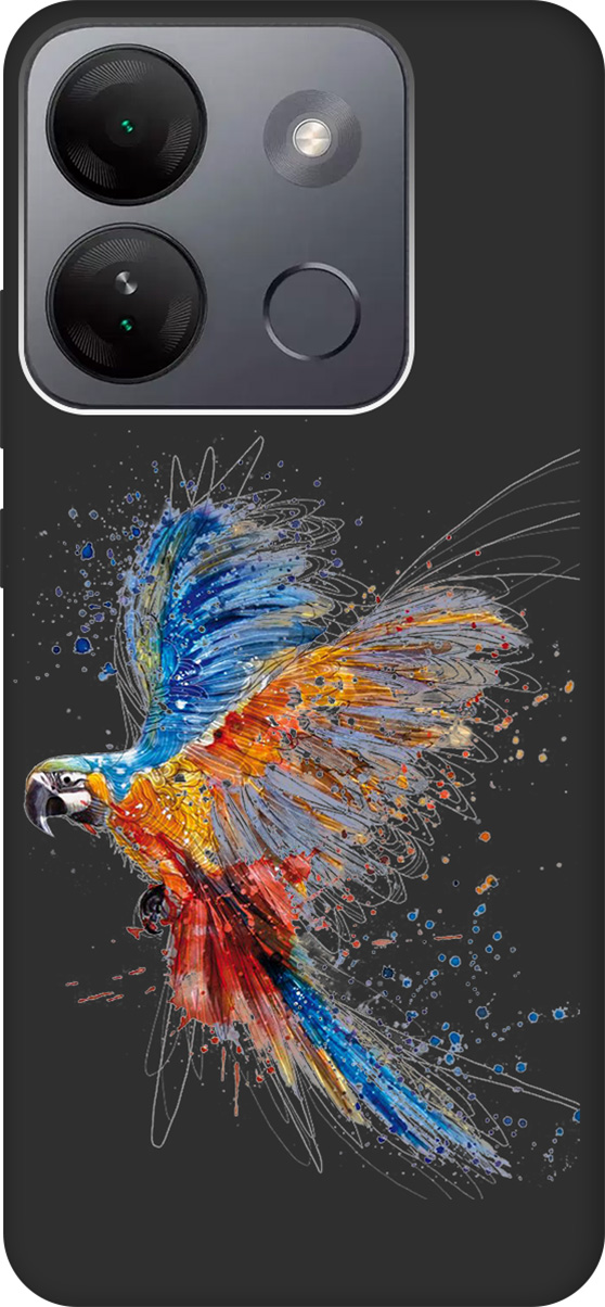

Soft Touch Чехол на Infinix Smart 7 HD "Colorful Parrot" черный, Черный;красный;синий, 159434