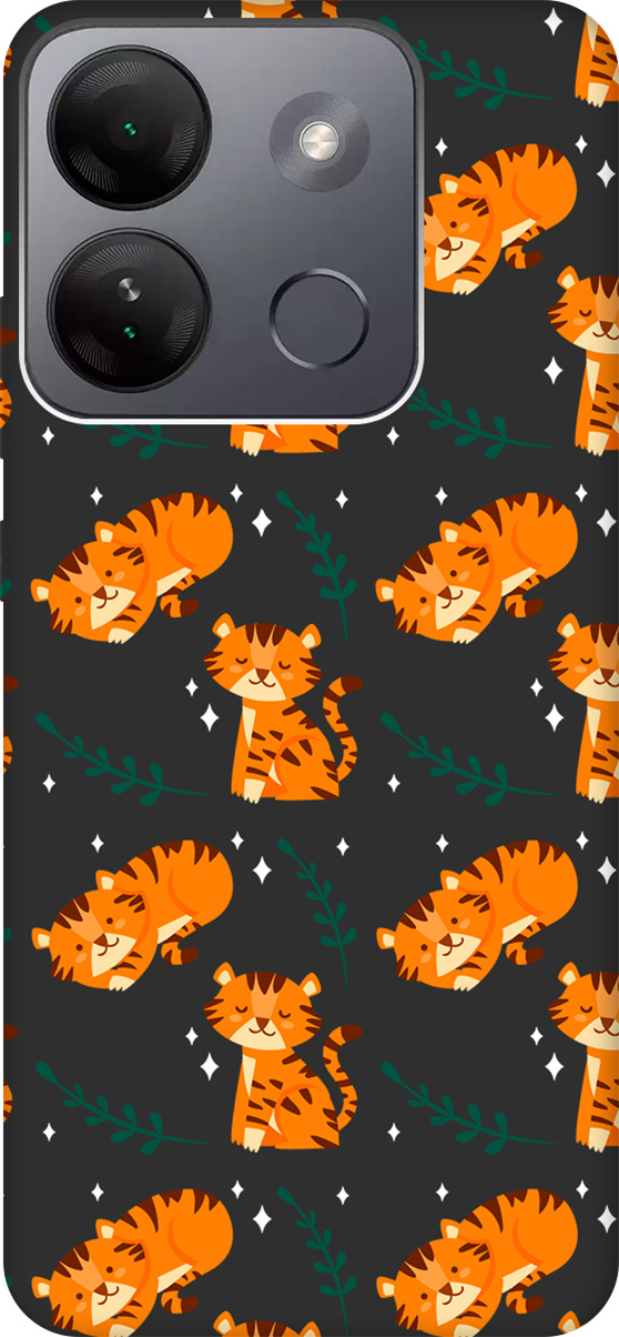 

Матовый Soft Touch Чехол на Infinix Smart 7 HD "Tigers" черный, Черный;белый, 159435