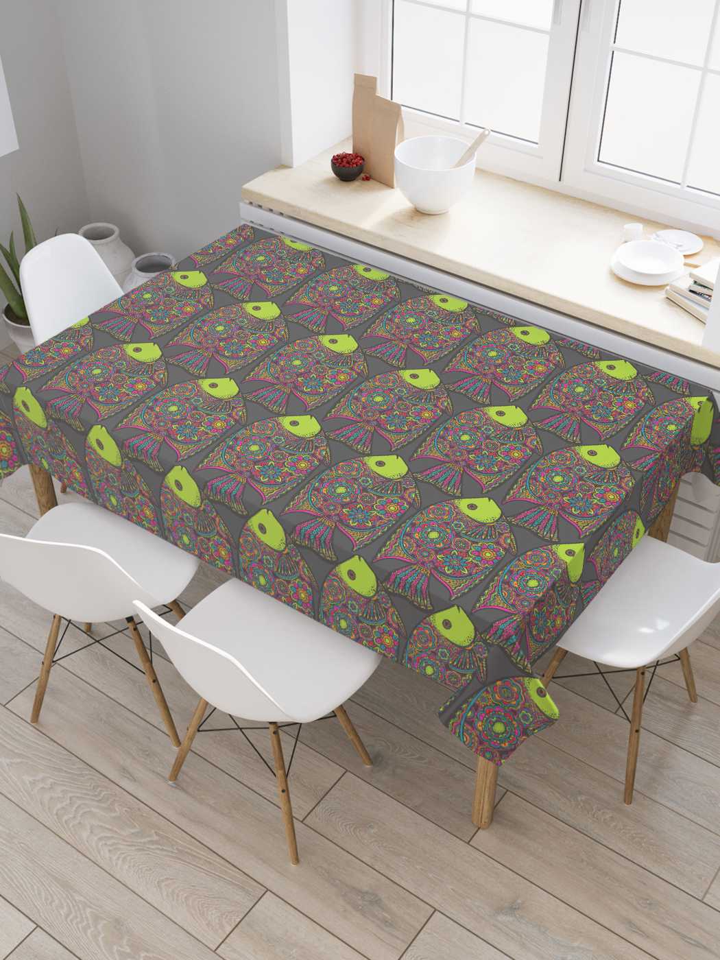 

Скатерть прямоугольная JoyArty "Цветочные рыбы" из сатена, 120x145 см, Черный, Цветочные рыбы