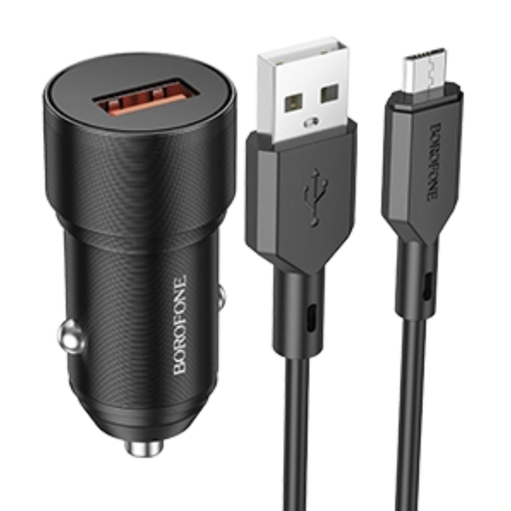 

Автомобильное зарядное устройство Borofone BZ19A 1USB 3.0A QC3.0 18W для micro USB Black, BZ19Am