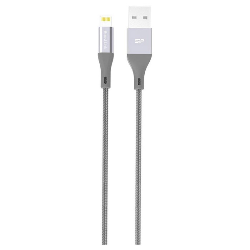 фото Кабель silicon power lightning-usb для iphone, ipad, ipod 1м, нейлон, gray