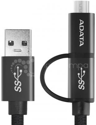 фото Кабель универсальный a-data usb type c/microusb 1м, металлический, black adata