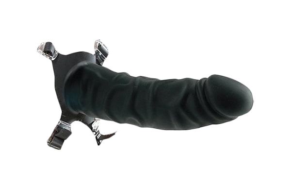 фото Чёрный полый страпон 7 silicone hollow strap-on 18 см pipedream