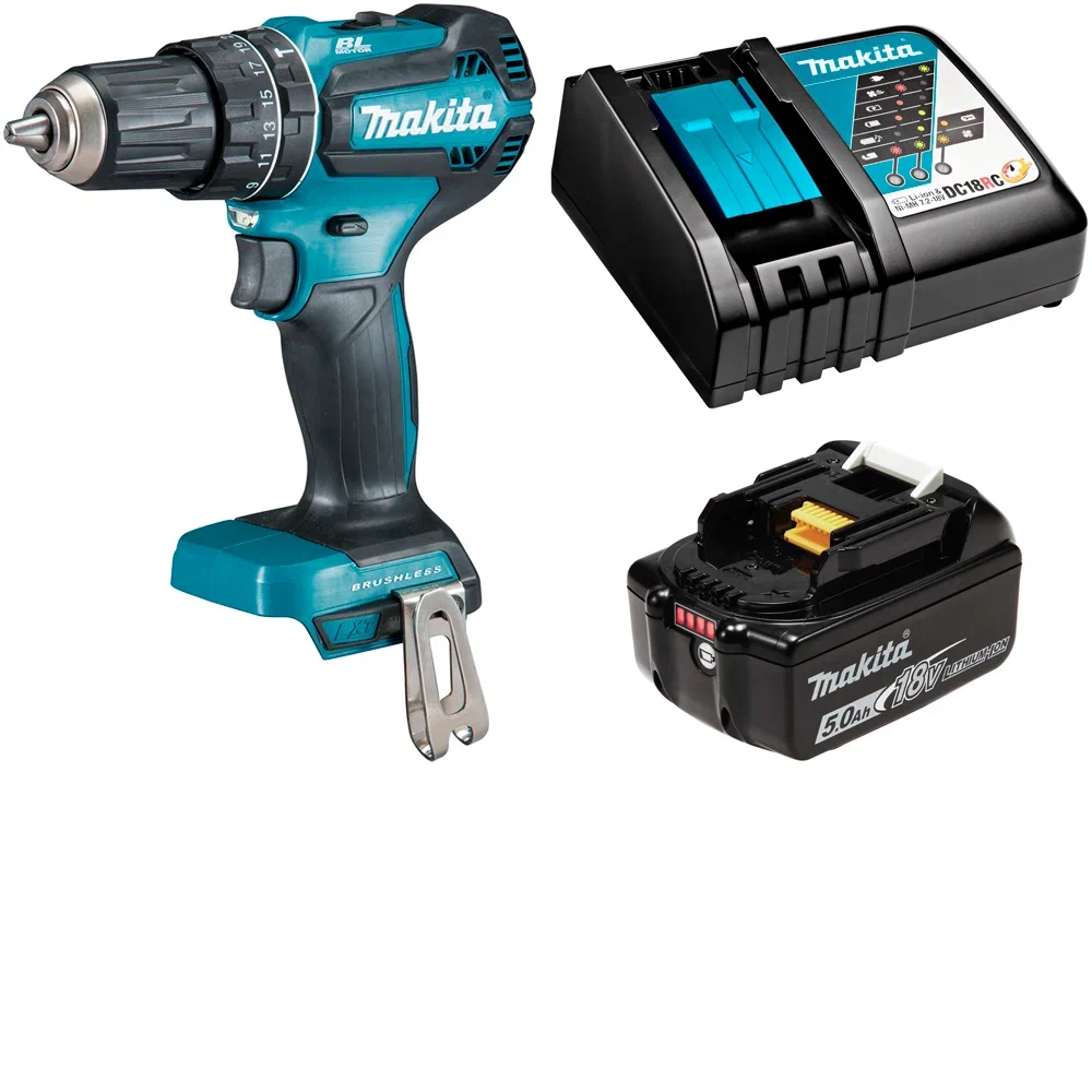 

Ударная дрель-шуруповерт аккумуляторная Makita 50Нм 18В LXT Li-Ion 2x5Ач DHP485RTE, DHP485RTE