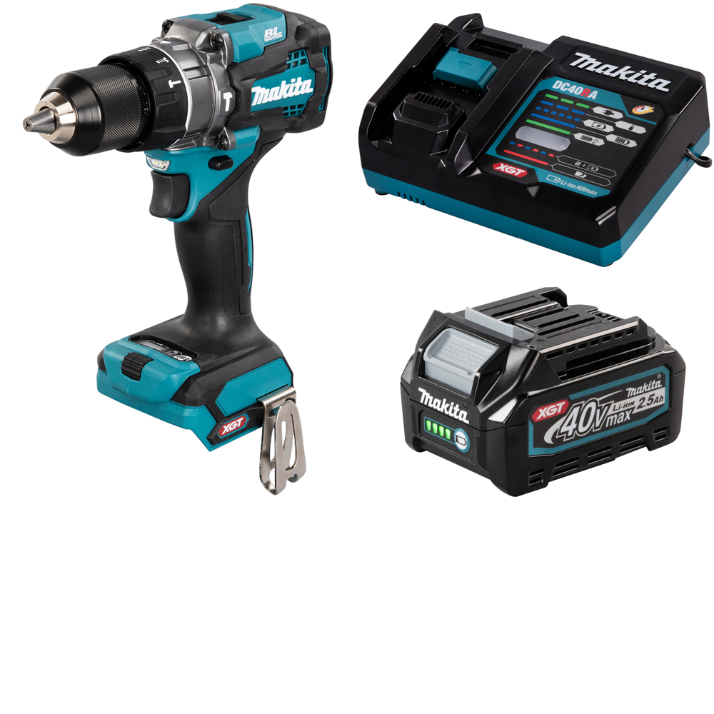 фото Дрель-шуруповерт ударная аккумуляторная makita 140нм 40в xgt li-ion 1x2,5ач hp001gd101