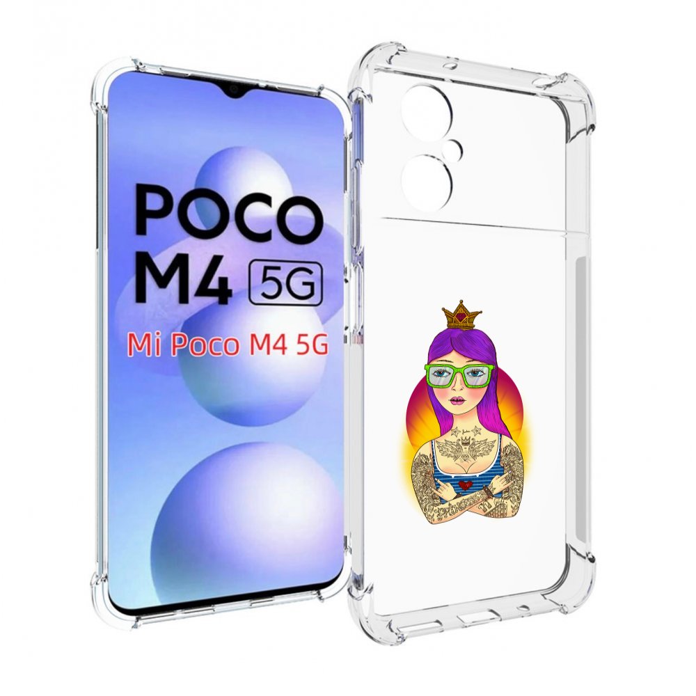 

Чехол MyPads девушка в татуировках с короной для Xiaomi Poco M4 5G, Прозрачный, Tocco