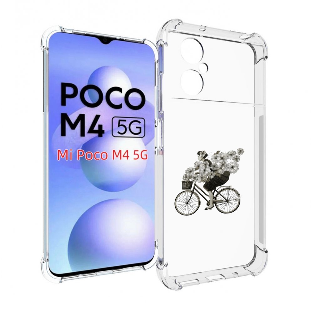 Чехол MyPads девушка на велосипеде с цветами для Xiaomi Poco M4 5G