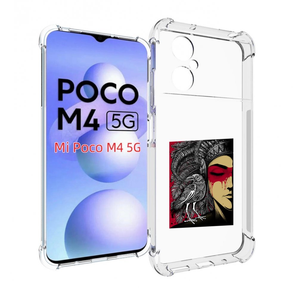 

Чехол MyPads девушка с вороном в абстракции для Xiaomi Poco M4 5G, Прозрачный, Tocco