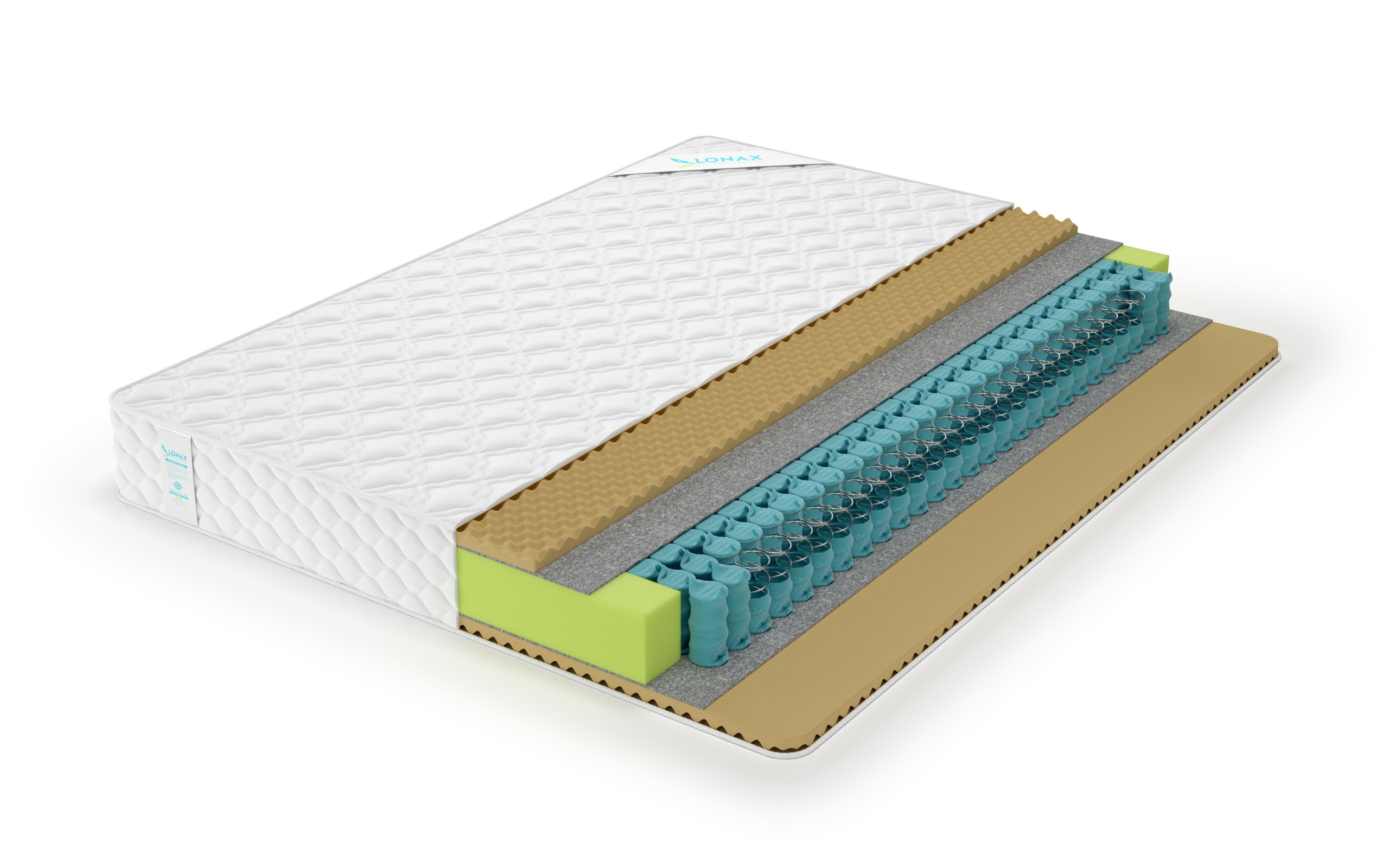 

Матрас Lonax Relax Memory TFK 205х205, Бежевый;белый;серый;серебристый, Relax Memory TFK