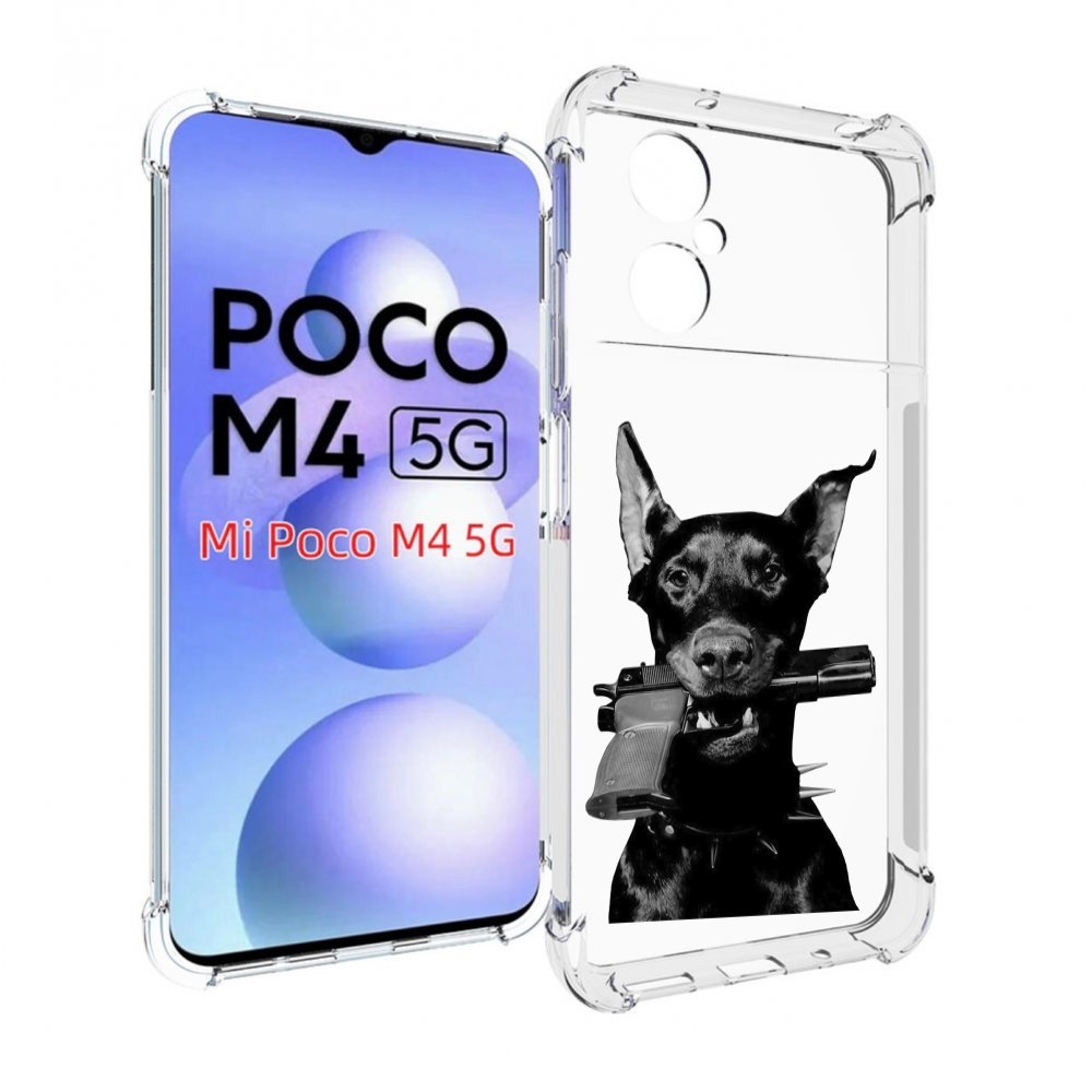 

Чехол MyPads доберман с пистолетом для Xiaomi Poco M4 5G, Прозрачный, Tocco