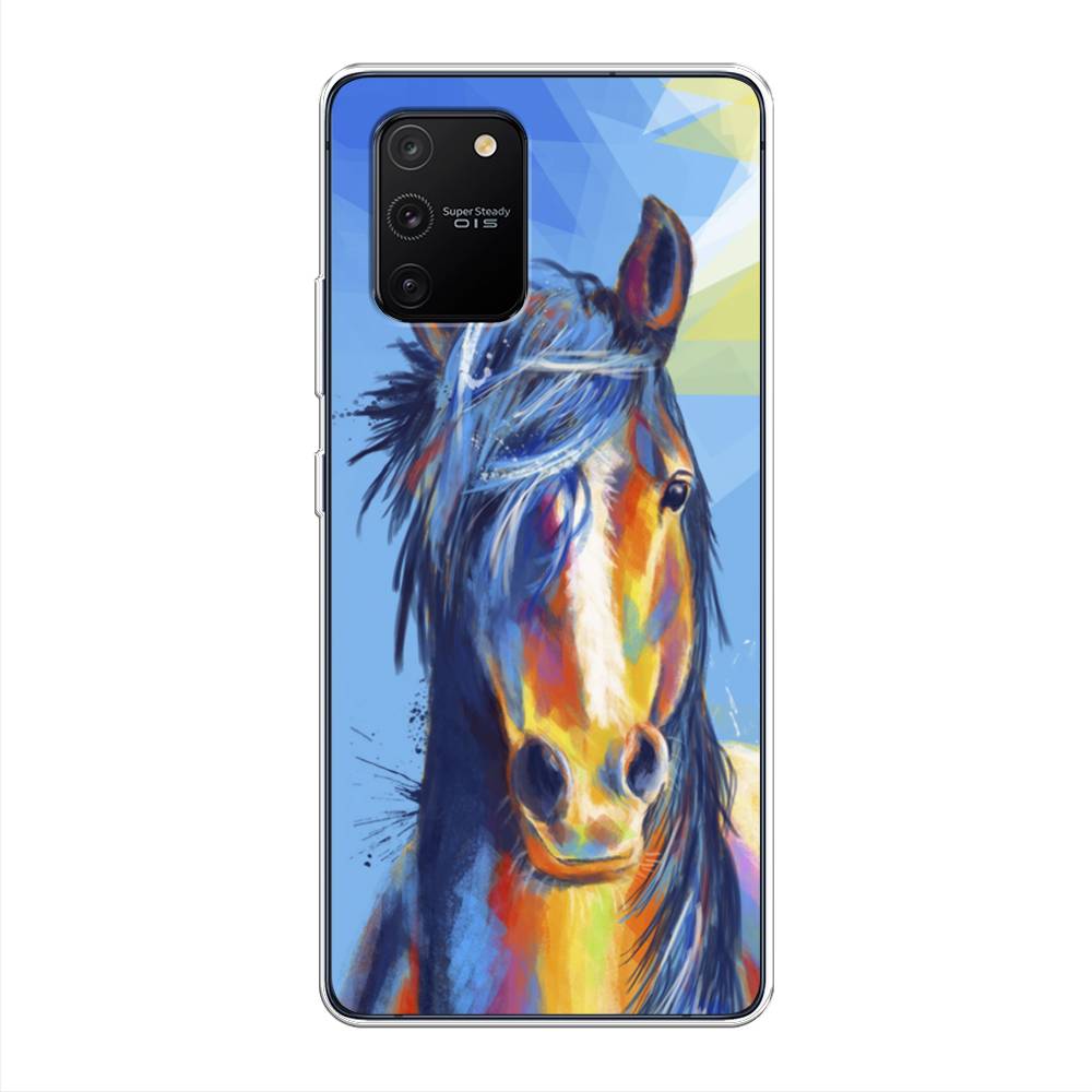 

Чехол на Samsung Galaxy A91 "Лошадь арт 3", Голубой;желтый;синий, 29950-1