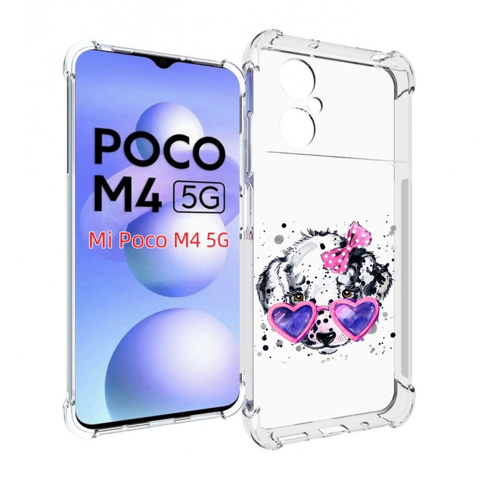 

Чехол MyPads долматинец в очках для Xiaomi Poco M4 5G, Прозрачный, Tocco