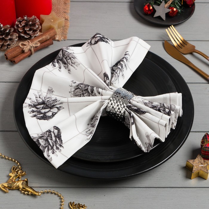 

Набор салфеток с декорат. кольцами "Christmas" 45х45см - 4 шт, 100% хл, саржа 190гр/м2