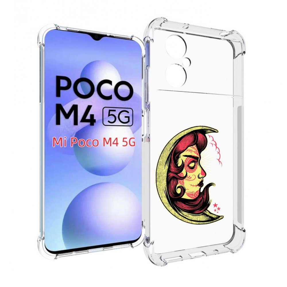 

Чехол MyPads желтый полумесяц с лицом девушки для Xiaomi Poco M4 5G, Прозрачный, Tocco